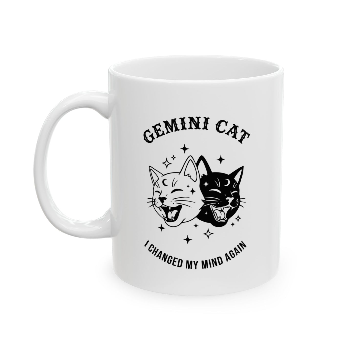 Cat Lover Ceramic Mug — "Gemini Cat " 11oz & 15oz Coffee Tea Cup