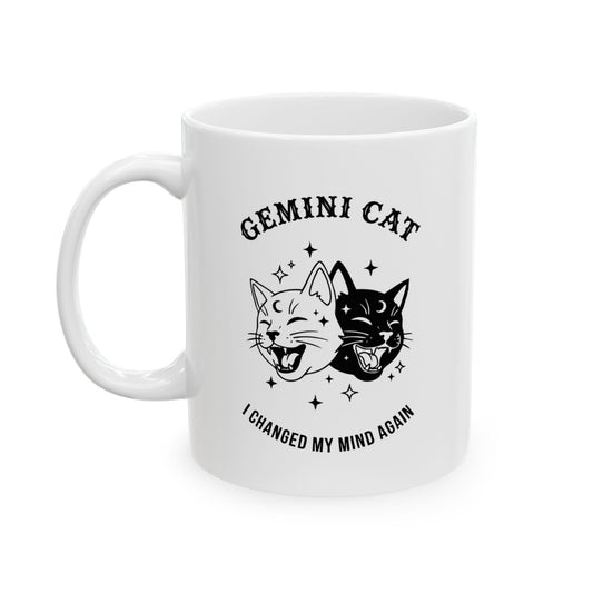 Cat Lover Ceramic Mug — "Gemini Cat " 11oz & 15oz Coffee Tea Cup
