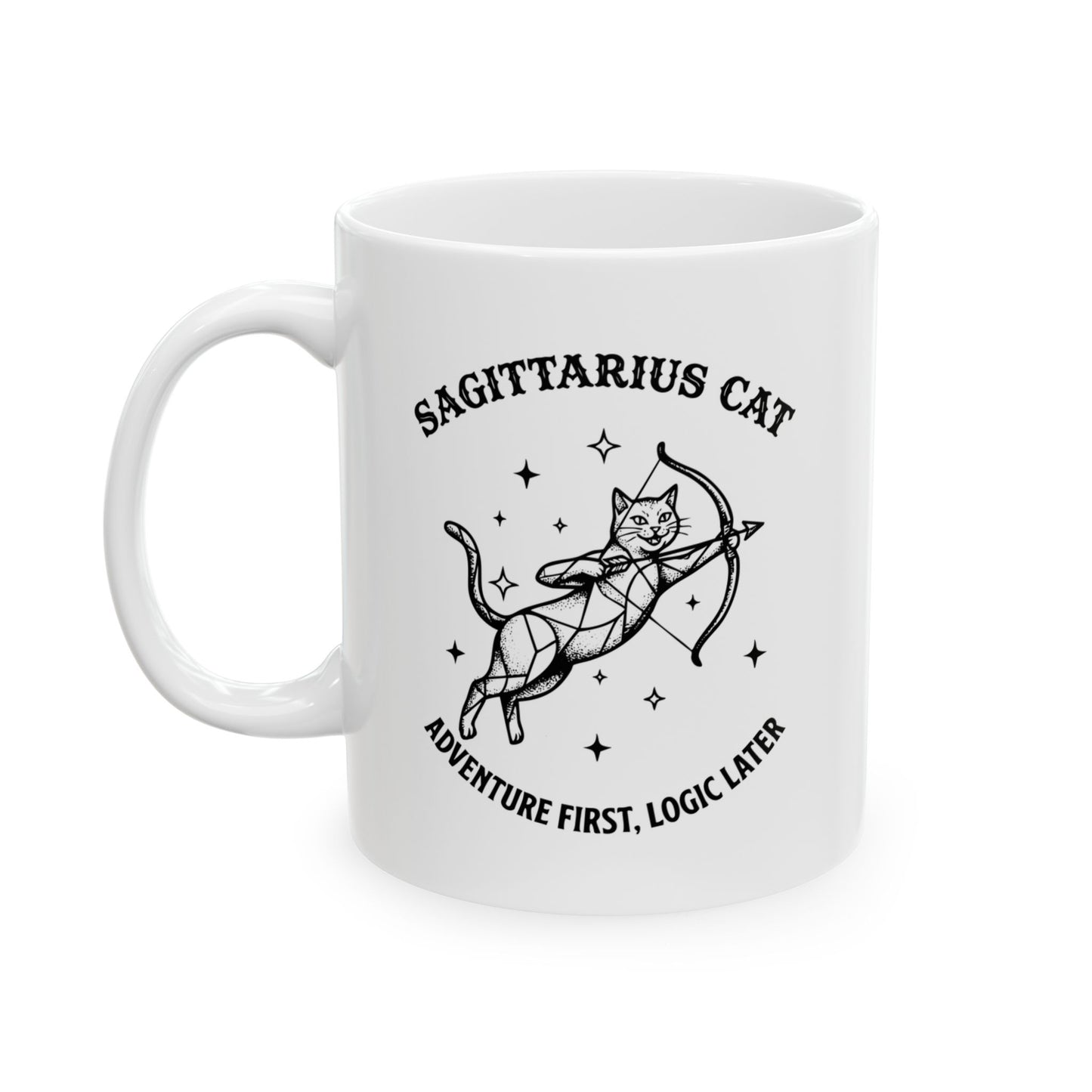 Astrology Cat Ceramic Mug — 'Sagittarius' Zodiac Coffee Cup (11oz & 15oz)