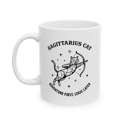 Astrology Cat Ceramic Mug — 'Sagittarius' Zodiac Coffee Cup (11oz & 15oz)